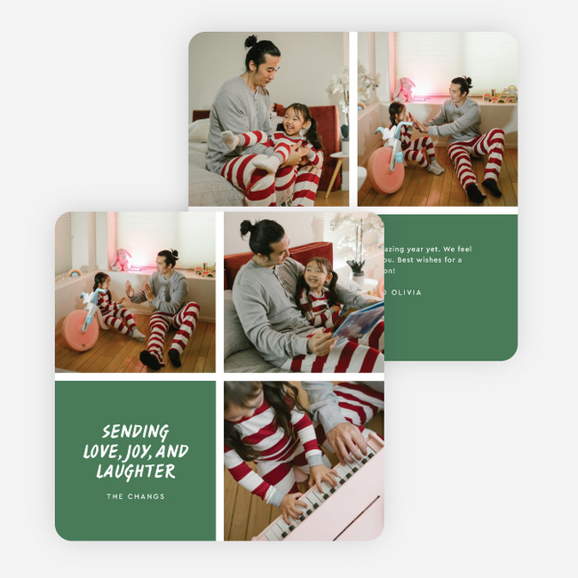 Playful Blocks Holiday Cards and Invitations - Green