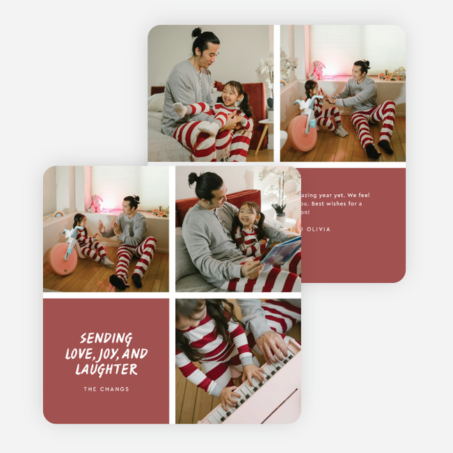 Playful Blocks Holiday Cards and Invitations - Red