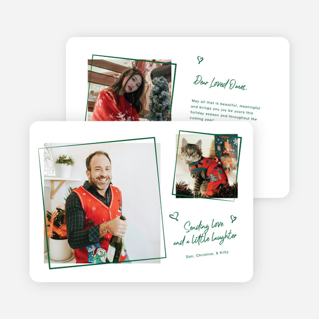Scribbled Cheer Holiday Cards and Invitations - Green