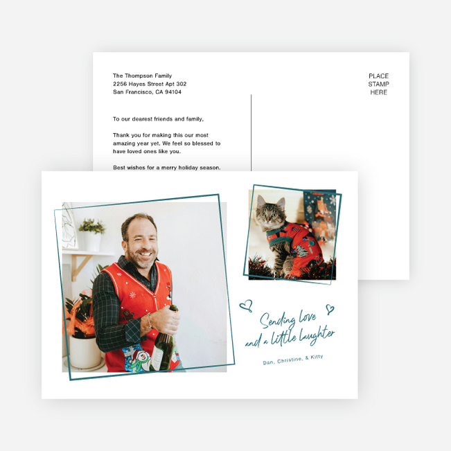 Scribbled Cheer Holiday Cards and Invitations - Blue