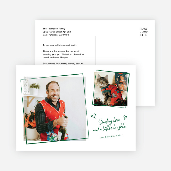 Scribbled Cheer Holiday Cards and Invitations - Green