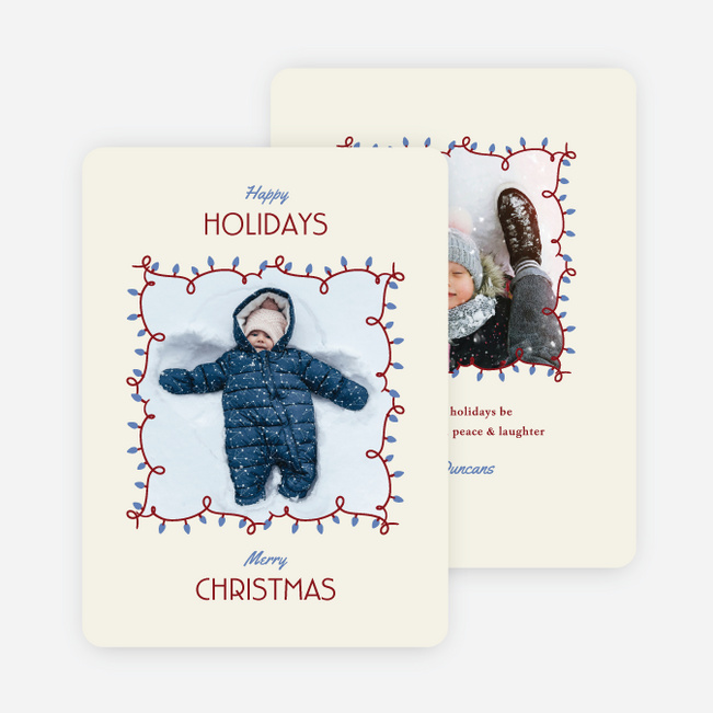 Whimsical Christmas Glow Holiday Cards and Invitations - Red