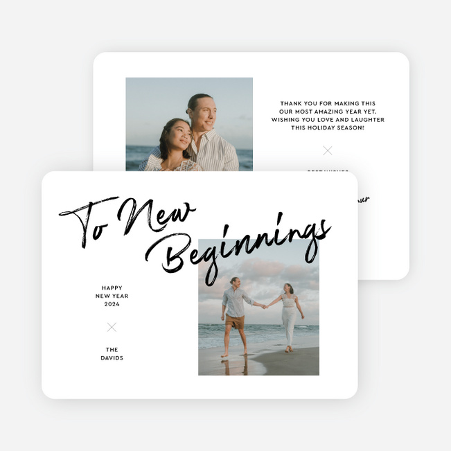 Brushed by the Season New Year Cards and Invitations - Black