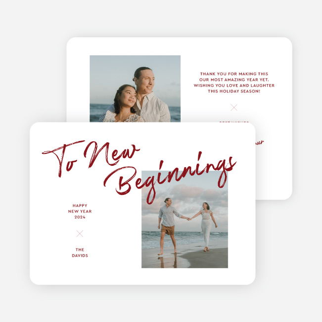 Brushed by the Season New Year Cards and Invitations - Red