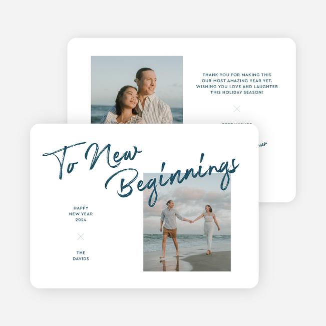 Brushed by the Season New Year Cards and Invitations - Blue