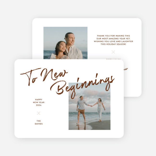 Brushed by the Season New Year Cards and Invitations - Brown