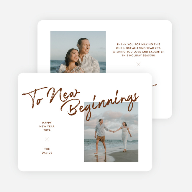 Brushed by the Season New Year Cards and Invitations - Brown