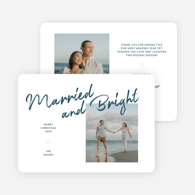 Brushed by the Season Personalized Christmas Cards - Blue