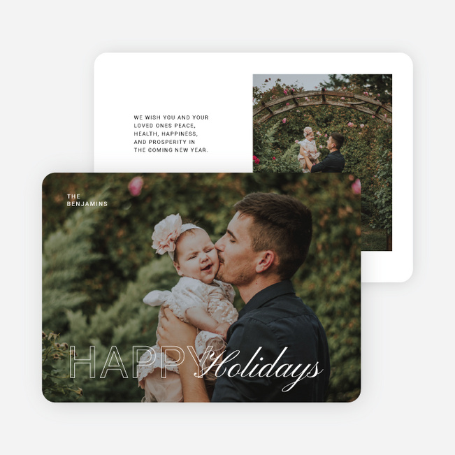 Modern Meets Scripted Holiday Cards and Invitations - White