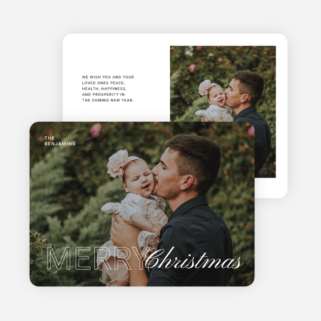 Modern Meets Scripted Personalized Christmas Cards - White