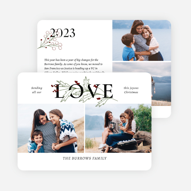 Seasonal Olive Branch Personalized Christmas Cards - White