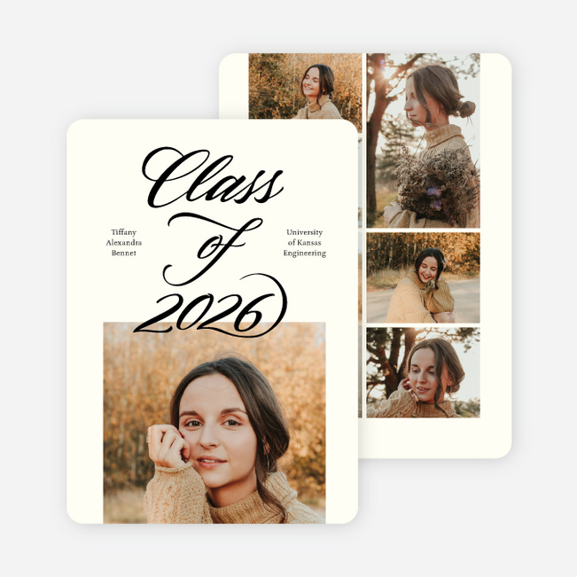 Bit of Flourish Graduation Announcements & Graduation Invitations - Beige