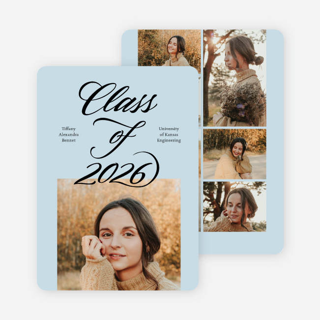 Bit of Flourish Graduation Announcements & Graduation Invitations - Blue