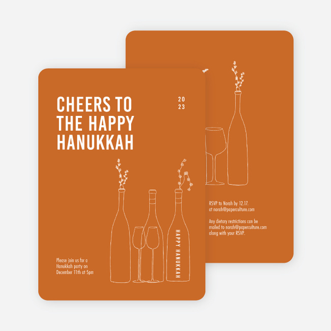 Cheers, It’s Time! Hanukkah Cards - Orange