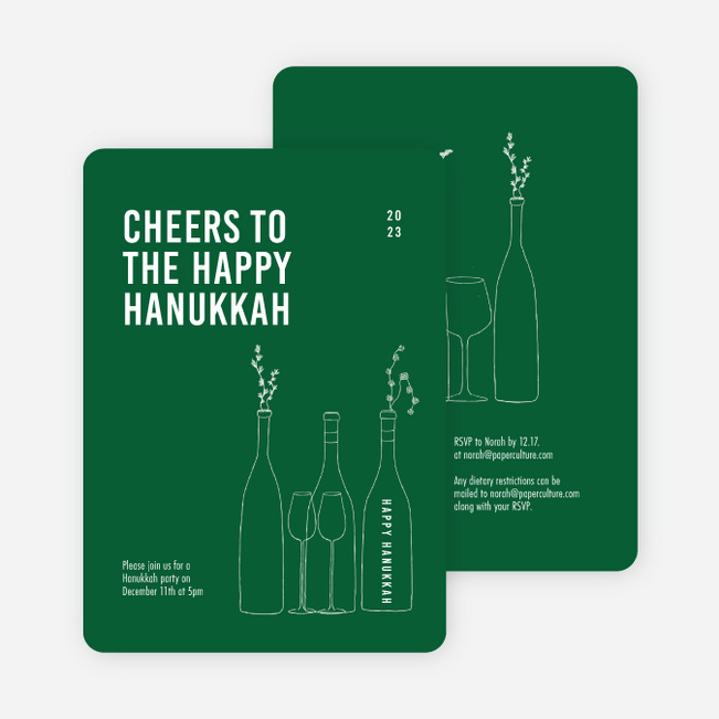 Cheers, It’s Time! Hanukkah Cards - Green
