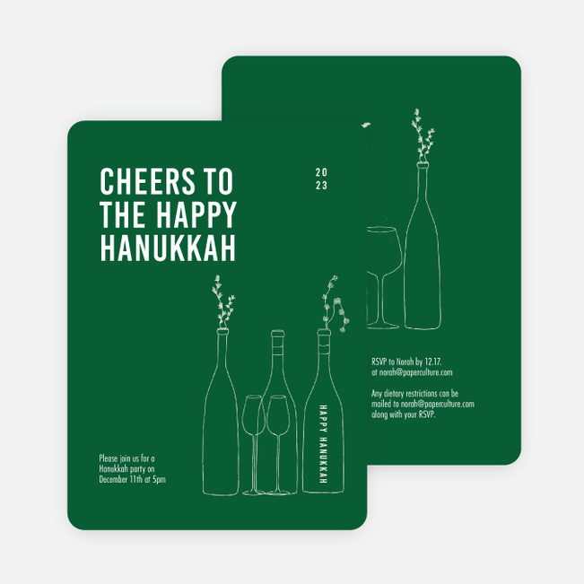 Cheers, It’s Time! Hanukkah Cards - Green
