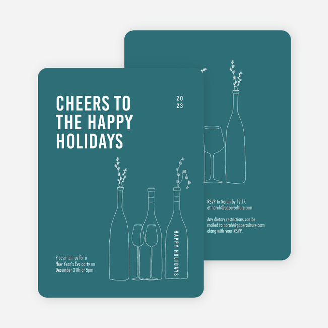 Cheers, It’s Time! Holiday Cards and Invitations - Blue