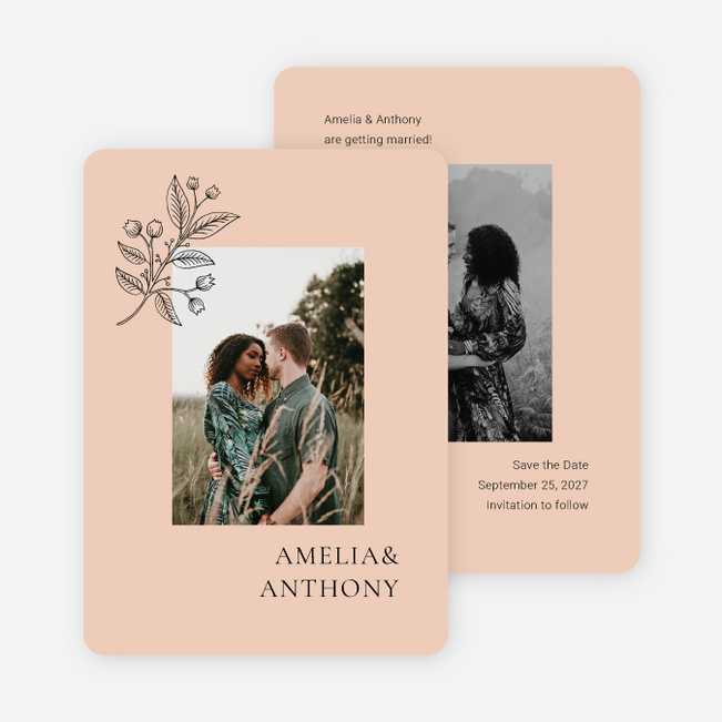 Floral Ampersand Save the Date Cards - Orange