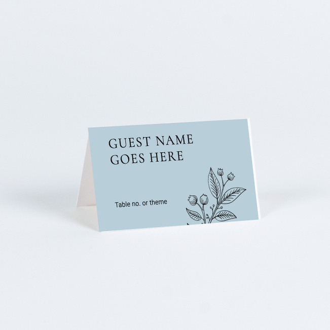 Floral Ampersand Wedding Name Cards & Place Cards - Blue