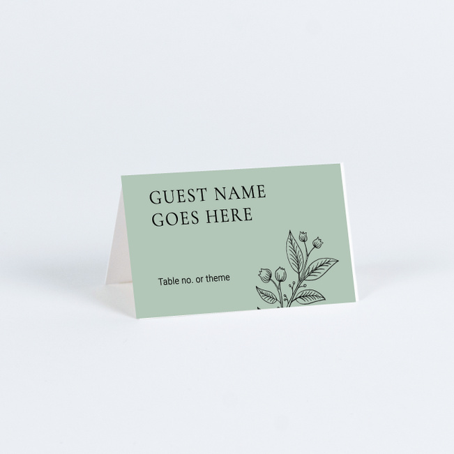 Floral Ampersand Wedding Name Cards & Place Cards - Green