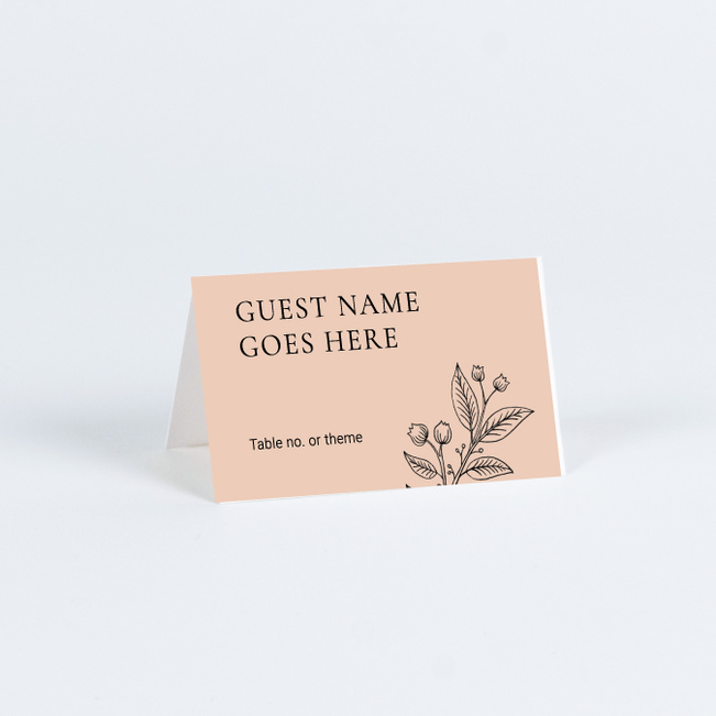 Floral Ampersand Wedding Name Cards & Place Cards - Orange
