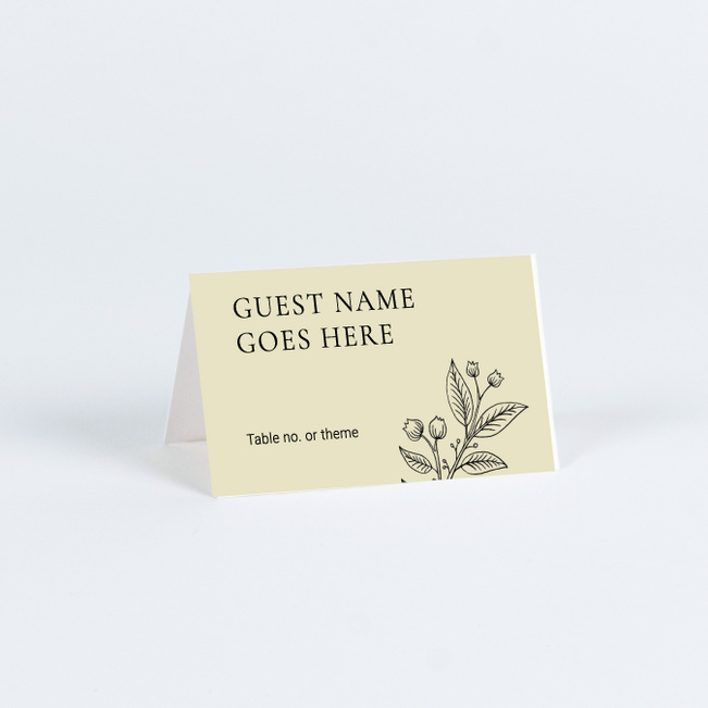 Floral Ampersand Wedding Name Cards & Place Cards - Yellow