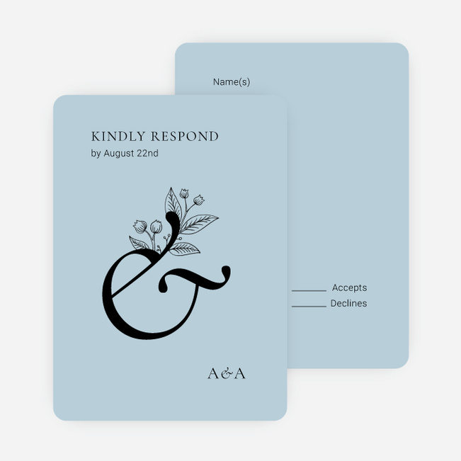 Floral Ampersand Wedding Response Cards - Blue