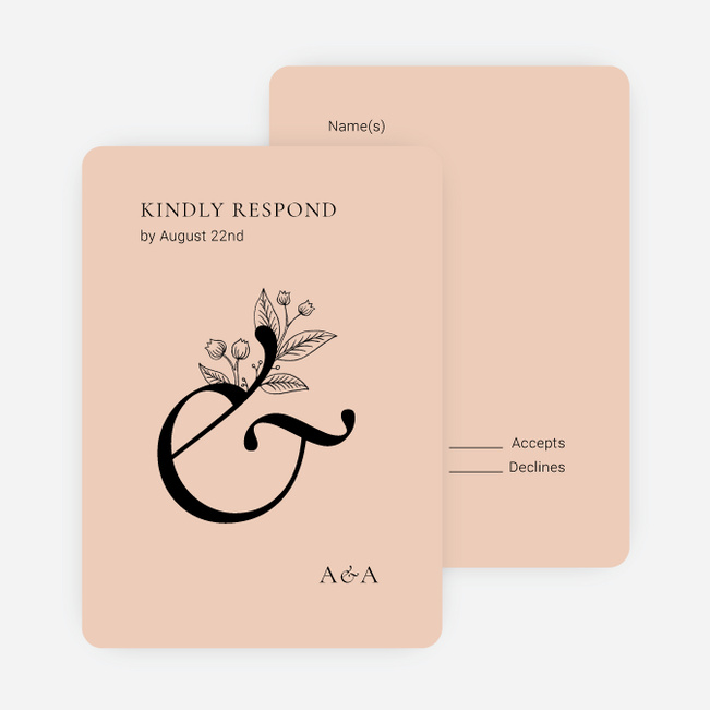 Floral Ampersand Wedding Response Cards - Orange