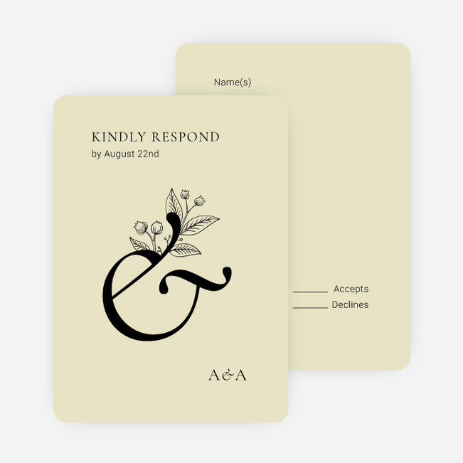 Floral Ampersand Wedding Response Cards - Yellow