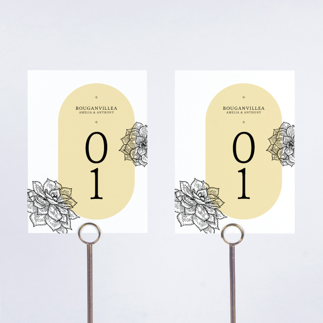 Succulent Crush Wedding Table Cards - Yellow