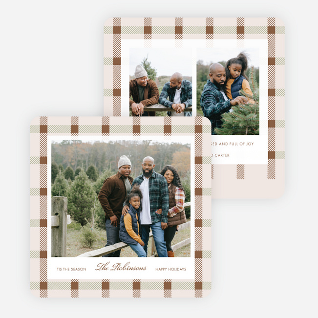 Classy Plaid Holiday Cards and Invitations - Brown