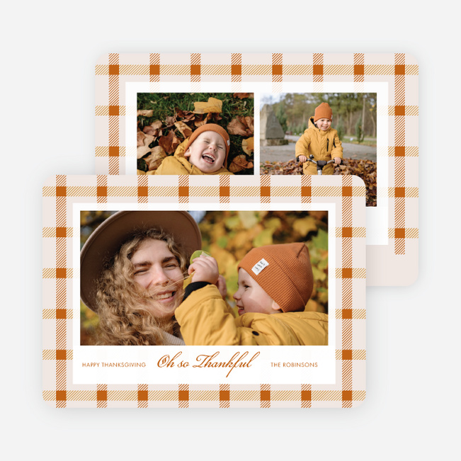 Classy Plaid Thanksgiving Cards - Orange