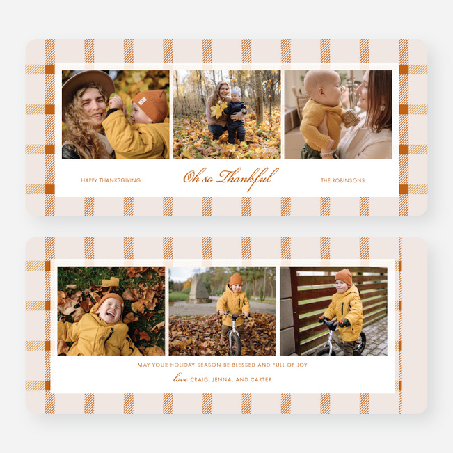 Classy Plaid Thanksgiving Cards - Orange
