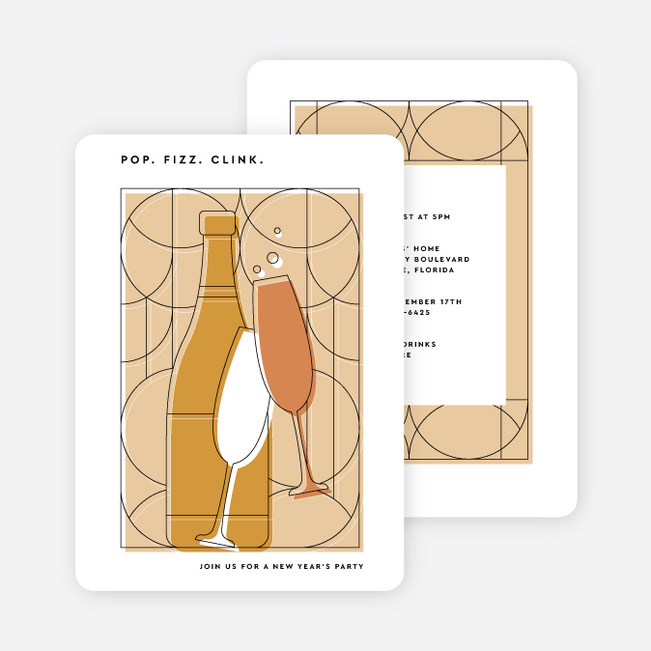 Geometric Fizz Personalized Christmas Cards - Yellow