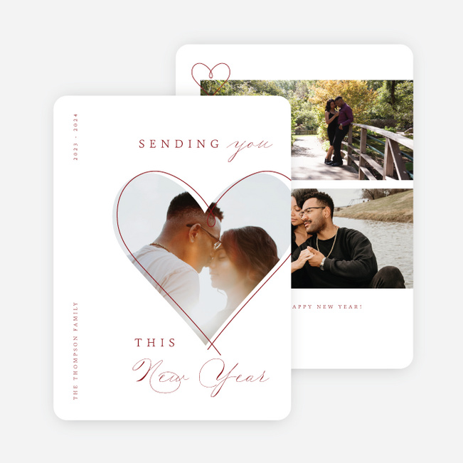 Heartfilled Seasons Wishes New Year Cards and Invitations - Red