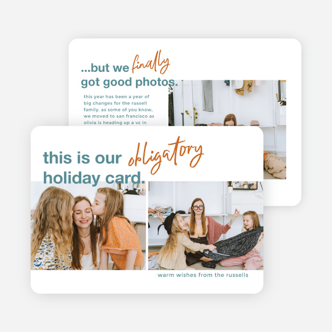 Obligatory Wishes Holiday Cards and Invitations - Blue