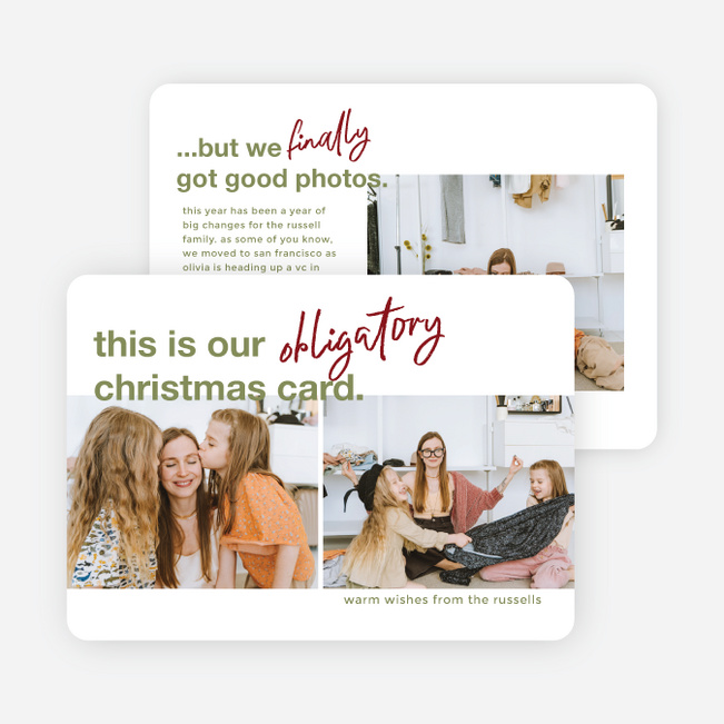 Obligatory Wishes Personalized Christmas Cards - Green