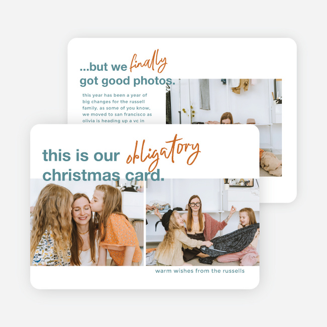 Obligatory Wishes Personalized Christmas Cards - Blue