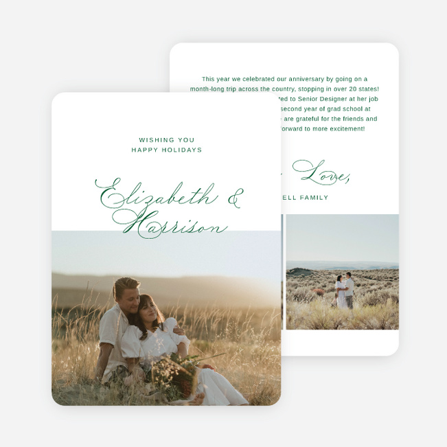 Romantically Minimal Holiday Cards and Invitations - Green