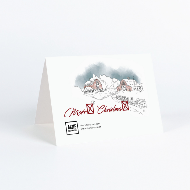 Watercolor Winter Scenery  Business Holiday Cards & Business Christmas Cards - White