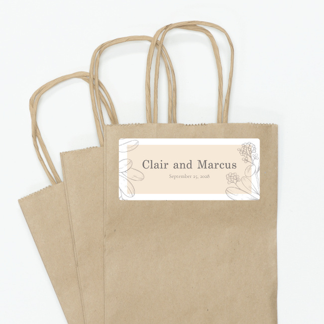 Blushed Sketch Wedding Gift Tags and Stickers - Beige