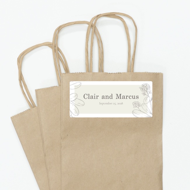 Blushed Sketch Wedding Gift Tags and Stickers - Green