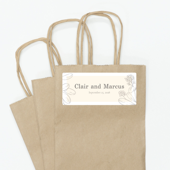 Blushed Sketch Wedding Gift Tags and Stickers - Yellow