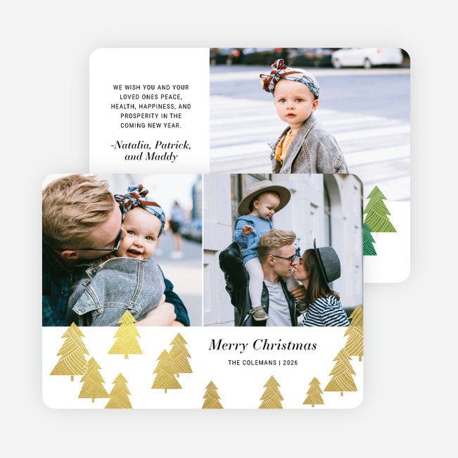 Dressed Up Trees Christmas Cards - Yellow