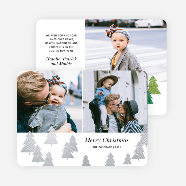 Dressed Up Trees Christmas Cards - Gray