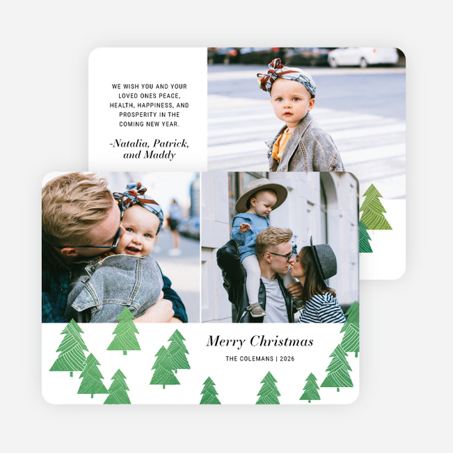Dressed Up Trees Christmas Cards - Green