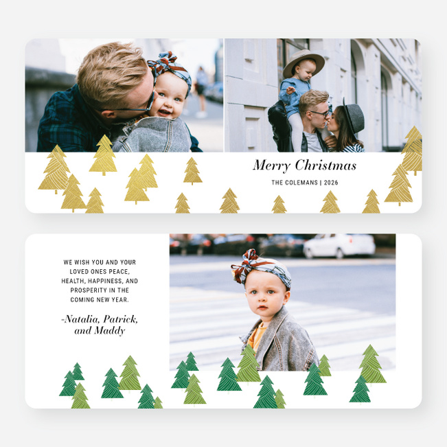 Dressed Up Trees Christmas Cards - Yellow