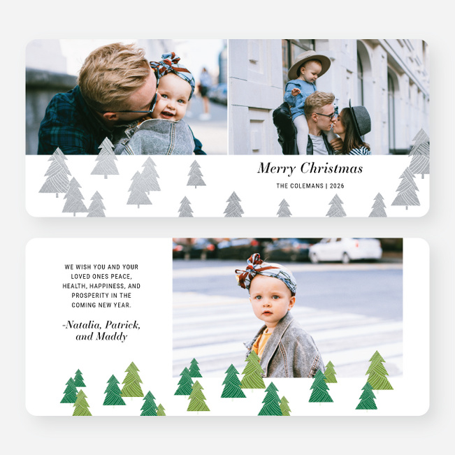 Dressed Up Trees Christmas Cards - Gray