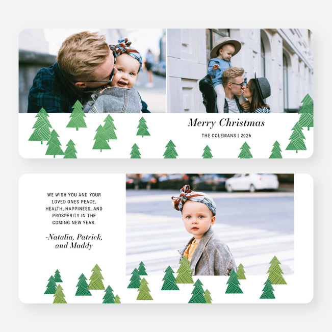 Dressed Up Trees Christmas Cards - Green