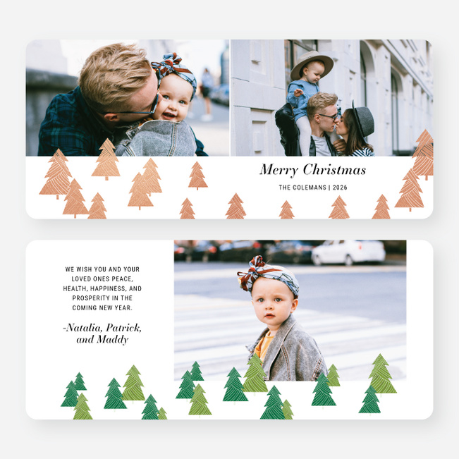 Dressed Up Trees Christmas Cards - Pink